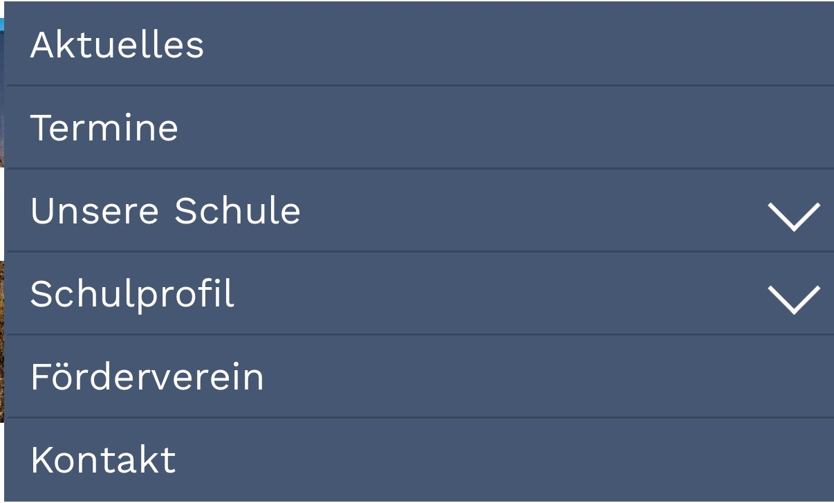 Hauptmenü auf dem Handy